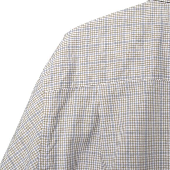 Cutter & Buck Men's Plaid Short Sleeve Oxford Shirt Button Down Cotton Blue Tan - Picture 8 of 9